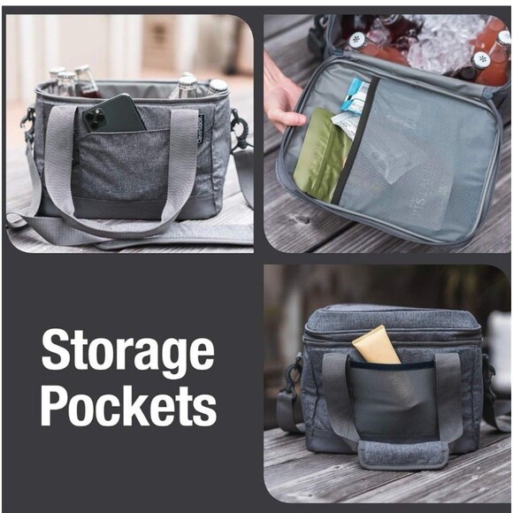 CleverMade Seaside Cooler 18 Collapsible Cooler Bag, 18 Can - Gray NWT - Picture 6 of 16